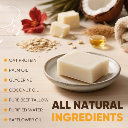 8 Oz Beef Tallow Soap Bar2Bars All Natural Grass Fed Tallow Soap, Moisturizing
